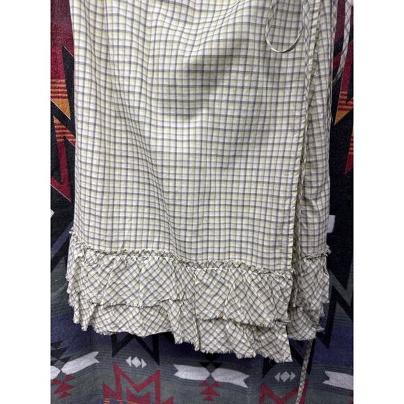 Converse Women Plaid Yellow Wrap Ruffle Mini Grunge Emo Dress Small Academia - Picture 2 of 11